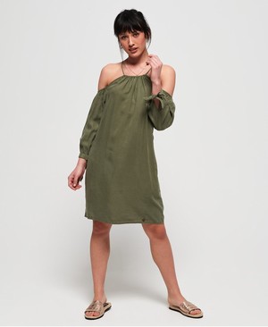 Superdry Eden Cold Shoulder Női Ruhák Khaki | EDJBR0372